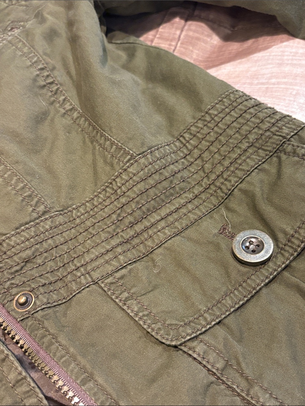 Sashimi Olive Green Utility Jacket with Button Flap Pockets Size Small - Picture 9 of 11